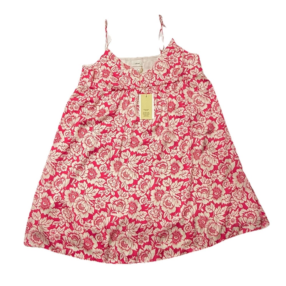 Aritzia Wilfred Slip Dress Lover Satin Pink/Cream Floral Flowers Size M Babydoll